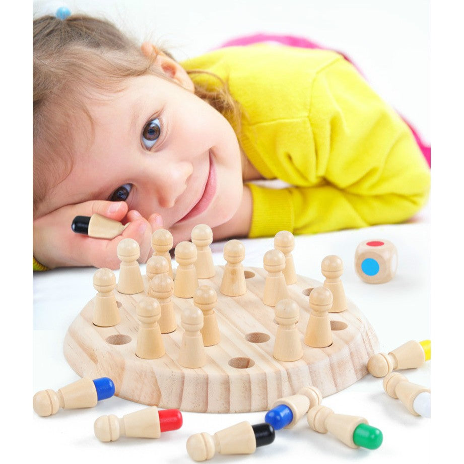 Joc De Memorie, Pentru Toata Familia, Din Lemn, Diametru Tabla De Joc 16 Cm, Interactiva, +4 Ani, 6 Culori - vivimall.ro