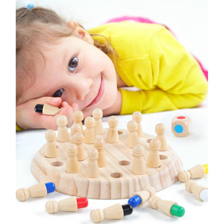 Joc De Memorie, Pentru Toata Familia, Din Lemn, Diametru Tabla De Joc 16 Cm, Interactiva, +4 Ani, 6 Culori - vivimall.ro