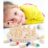 Joc de Memorie, Vivimall, pentru Toata Familia, din Lemn, Diametru Tabla de Joc 16 cm, Interactiva, +4 Ani, 6 Culori, Multicolor - vivimall.ro