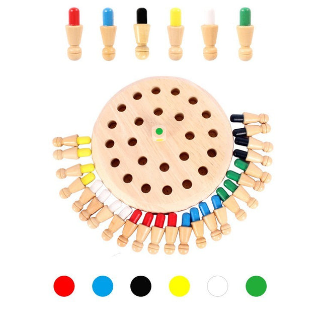 Joc De Memorie, Pentru Toata Familia, Din Lemn, Diametru Tabla De Joc 16 Cm, Interactiva, +4 Ani, 6 Culori - vivimall.ro