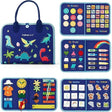 Carte Senzoriala Educativa Montessori, Dezvoltare Abilitati Motorii, 5 Pagini, Model Dinozauri, 28X22X7 Cm, Albastru - vivimall.ro