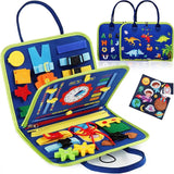 Carte Senzoriala Educativa Montessori, Dezvoltare Abilitati Motorii, 3 Pagini, Model Alfabet, 28X25X4 Cm, Albastru - vivimall.ro
