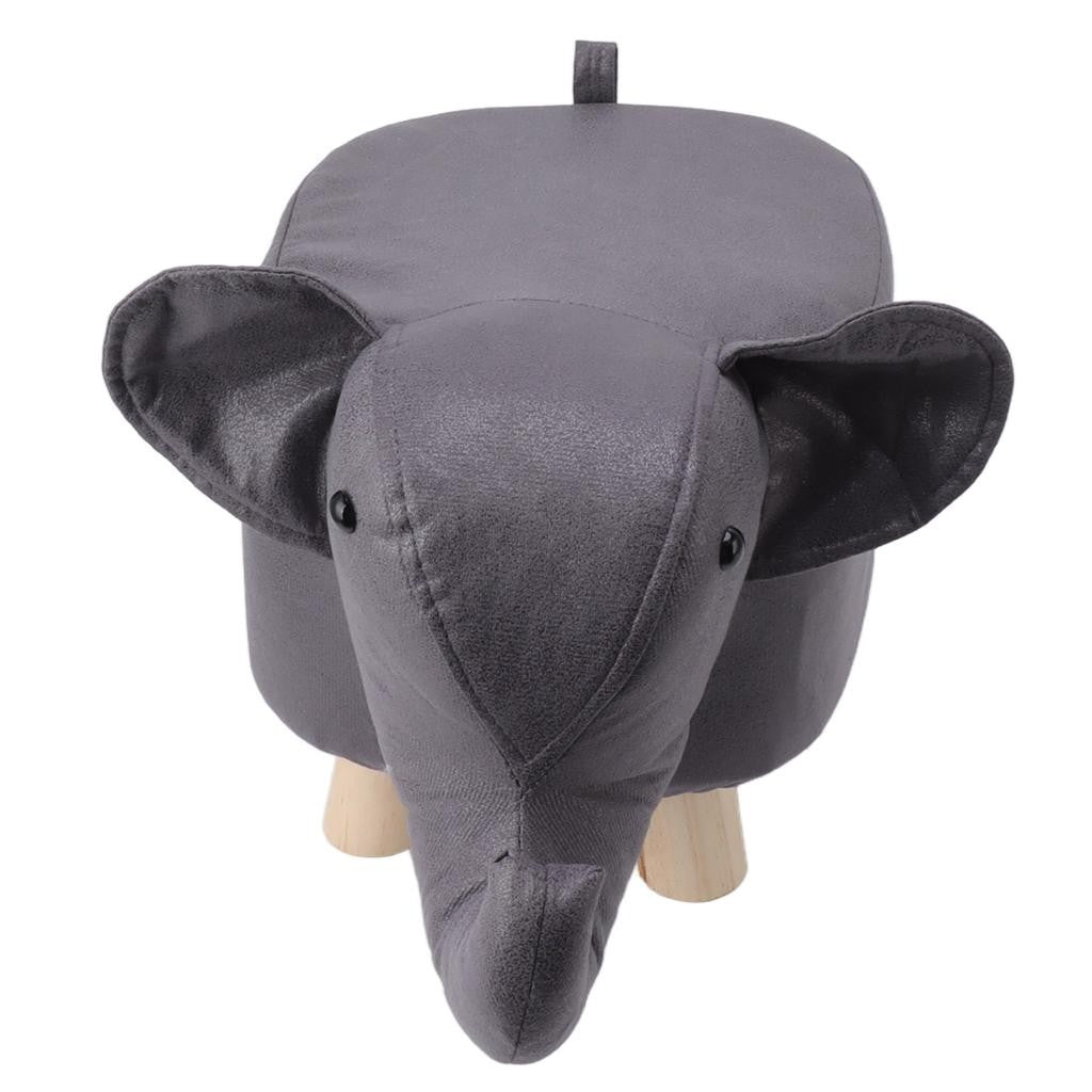 Taburet pentru Copii, Flippy, Scaun Tip Taburet, Model Elefant, din Lemn Masiv, Scaun pentru Copii, 30 x 25 x 25 cm, Gri inchis - vivimall.ro