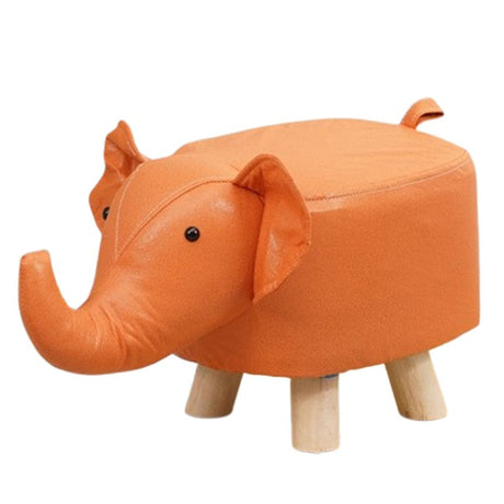 Taburet pentru Copii, Flippy, Scaun Tip Taburet, Model Elefant, din Lemn Masiv, Scaun pentru Copii, 30 x 25 x 25 cm, Portocaliu - vivimall.ro