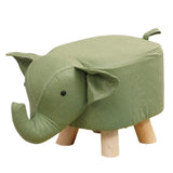 Taburet pentru Copii, Flippy, Scaun Tip Taburet, Model Elefant, din Lemn Masiv, Scaun pentru Copii, 30 x 25 x 25 cm, Verde - vivimall.ro