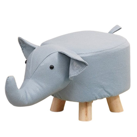 Taburet pentru Copii, Flippy, Scaun Tip Taburet, Model Elefant, din Lemn Masiv, Scaun pentru Copii, 30 x 25 x 25 cm, Albastru deschis - vivimall.ro
