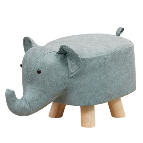 Taburet pentru Copii, Flippy, Scaun Tip Taburet, Model Elefant, din Lemn Masiv, Scaun pentru Copii, 30 x 25 x 25 cm, Albastru - vivimall.ro