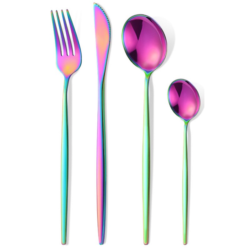 Tacamuri Portugheze, Set Din 24 De Piese Din Otel Inoxidabil, 6 Cutie, 6 Furculite, 6 Linguri De Masa, 6 Linguri Pentru Ceai, Fade Multicolor - vivimall.ro