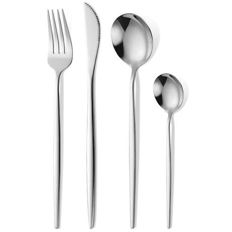 Tacamuri Portugheze, Set Din 24 De Piese Din Otel Inoxidabil, 6 Cutie, 6 Furculite, 6 Linguri De Masa, 6 Linguri Pentru Ceai - vivimall.ro