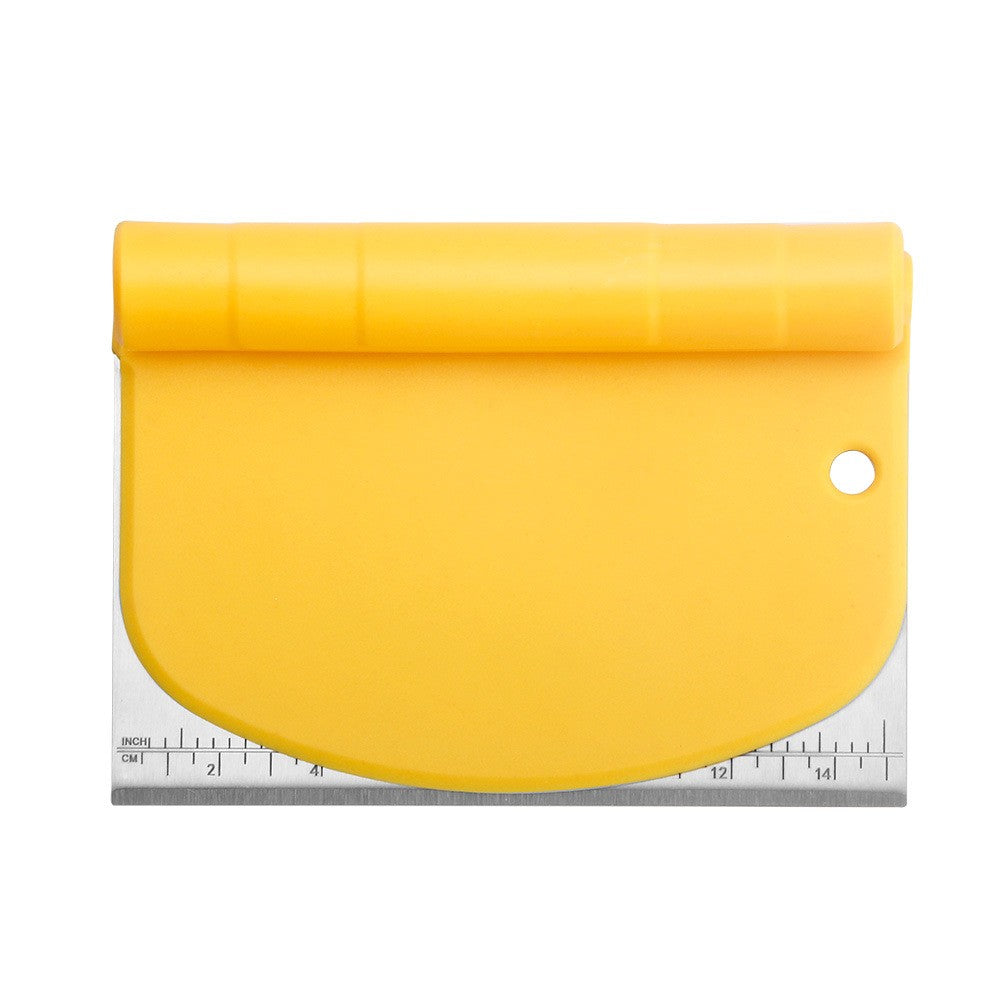 Taietor Aluat 15 X 10.5 Cm 2 In 1, Lama Otel Inoxidabil, Maner Din Abs, Gradat, Paleta Plastic, Galben - vivimall.ro