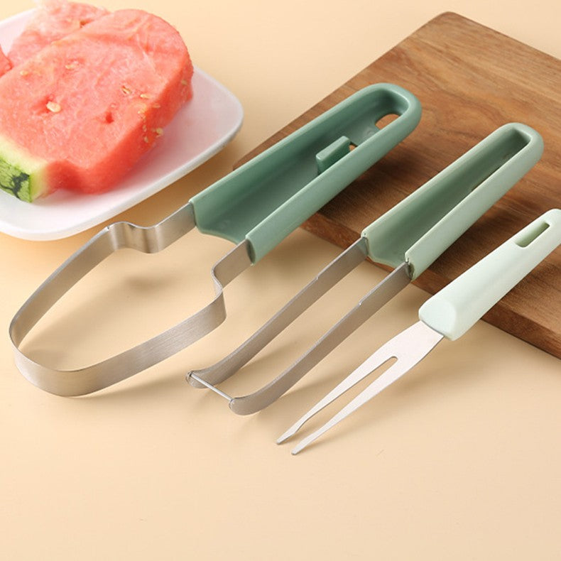 Taietor Decojitor Pentru Pepene, Pentru Legume Si Fructe, Multifunctional, Set Din 3 Parti, Otel Inoxidabil Si Plastic Pp, 22.5 X 7 Cm - vivimall.ro