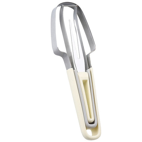 Taietor Decojitor pentru Pepene, Vivimall, pentru Legume si Fructe, Multifunctional, Set din 3 Parti, Otel Inoxidabil si Plastic PP, 22.5 x 7 cm Galben - vivimall.ro