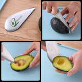 Taietor Special Pentru Avocado 3 In 1, Forma Curbata, Zimti Pentru Apucare Si Taiere, Din Otel Inoxidabil, 15 X 6 Cm, Gri - vivimall.ro