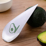 Taietor Special Pentru Avocado 3 In 1, Forma Curbata, Zimti Pentru Apucare Si Taiere, Din Otel Inoxidabil, 15 X 6 Cm, Gri - vivimall.ro