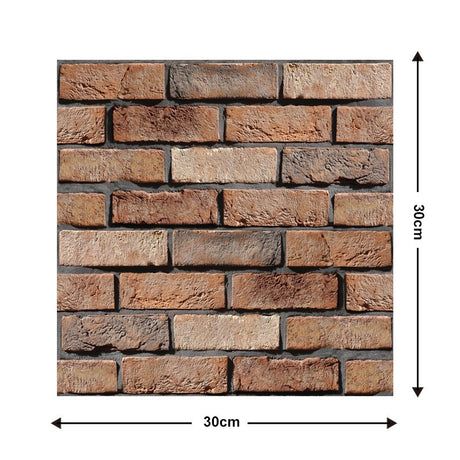 Set 10 X Placi Tapet Autocolant 3D Cu Imitatie De Caramida De Exterior, Pentru Perete Bucatarie Sufragerie, Usor De Curatat, Rezistent La Apa, Autoadeziv, 30X30 Cm, Maro - vivimall.ro