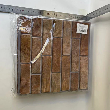 Set 10 x Placi Tapet Autocolant 3D cu Imitatie de Caramida de Piatra, pentru Perete Bucatarie Sufragerie, Usor de Curatat, Rezistent la Apa, Autoadeziv, 30x30 cm, Maro - vivimall.ro