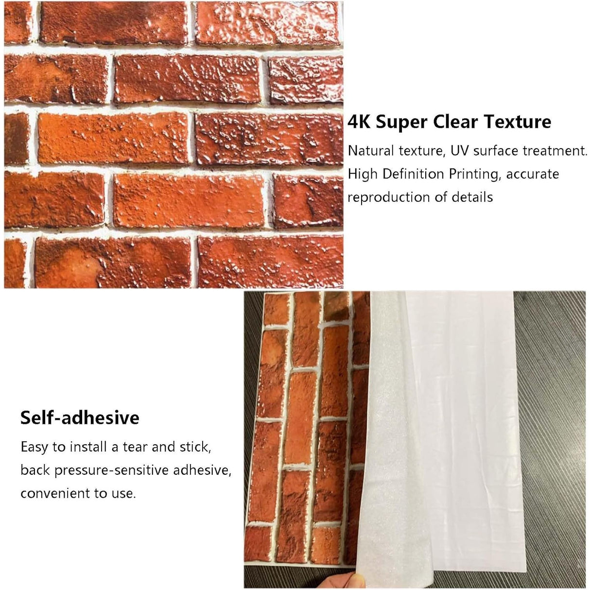 10 x Placi Tapet Autocolant 3D cu Imitatie de Caramida, pentru Perete Bucatarie Sufragerie, Usor de Curatat, Rezistent la Apa, Autoadeziv, 30x30 cm, Rosu - vivimall.ro