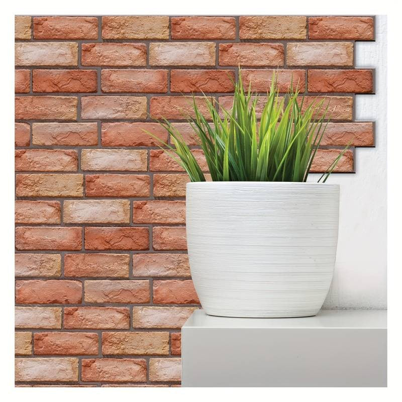 Set 10 X Placi Tapet Autocolant 3D Cu Imitatie De Caramida, Pentru Perete Bucatarie Sufragerie, Usor De Curatat, Rezistent La Apa, Autoadeziv, 30X30 Cm, Maro - vivimall.ro