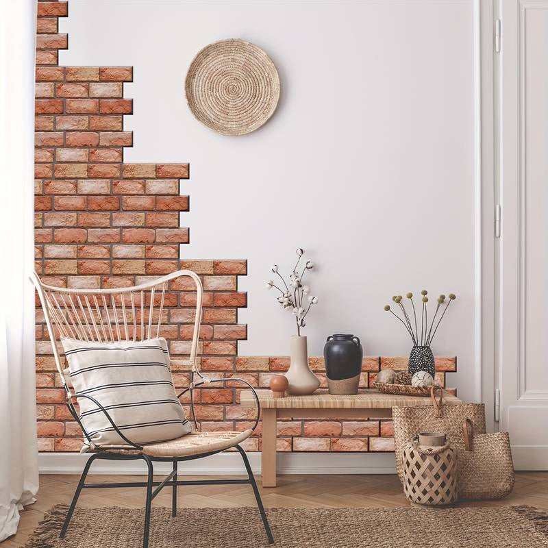 Set 10 X Placi Tapet Autocolant 3D Cu Imitatie De Caramida, Pentru Perete Bucatarie Sufragerie, Usor De Curatat, Rezistent La Apa, Autoadeziv, 30X30 Cm, Maro - vivimall.ro