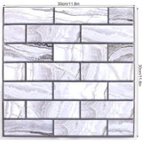 10 x Placi Tapet Autocolant 3D cu Imitatie de Marmura Dreptunghiulara, pentru Perete Bucatarie Sufragerie, Usor de Curatat, Rezistent la Apa, Autoadeziv, 30x30 cm, Gri - vivimall.ro