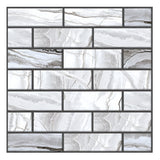 10 x Placi Tapet Autocolant 3D cu Imitatie de Marmura Dreptunghiulara, pentru Perete Bucatarie Sufragerie, Usor de Curatat, Rezistent la Apa, Autoadeziv, 30x30 cm, Gri - vivimall.ro
