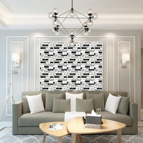 Set 10 X Placi Tapet Autocolant 3D Cu Imitatie De Marmura, Pentru Perete Bucatarie Sufragerie, Usor De Curatat, Rezistent La Apa, Autoadeziv, 30X30 Cm, Alb Negru - vivimall.ro