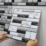 Set 10 X Placi Tapet Autocolant 3D Cu Imitatie De Marmura, Pentru Perete Bucatarie Sufragerie, Usor De Curatat, Rezistent La Apa, Autoadeziv, 30X30 Cm, Alb Negru - vivimall.ro
