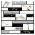 Set 10 x Placi Tapet Autocolant 3D cu Imitatie de Marmura, pentru Perete Bucatarie Sufragerie, Usor de Curatat, Rezistent la Apa, Autoadeziv, 30x30 cm, Alb Negru - vivimall.ro