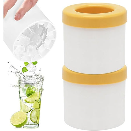Tava De Gheata Din Silicon Cu Capac, Forma De Gheata Pentru Racirea Bauturilor, In Forma De Pahar, Silicon Fara Bpa, Cuburi De Gheata, 9X8.5X8 Cm, Galben - vivimall.ro