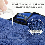 Prosop auto Flippy 90x70 cm desfășurat complet, suprafață de absorbție maximă, culoare albastru închis