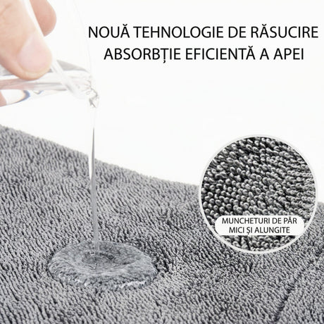 Detaliu textură microfibră Flippy 800 GSM, prosop auto gri ultra absorbant, 90x70 cm