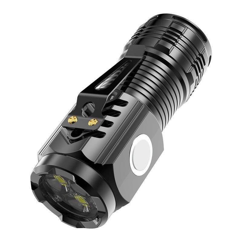 Lanterna Cu 3 Nuclee Led, Incarcare Usb, Autonomie 4-20H, Raza Maxima 100-200 M, 5W, Suport De Agatat, Fund Magnetic,