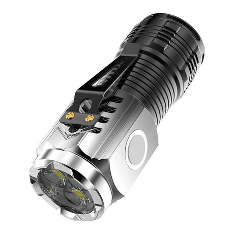 Lanterna Cu 3 Nuclee Led, Incarcare Usb, Autonomie 4-20H, Raza Maxima 100-200 M, 5W, Suport De Agatat, Fund Magnetic,