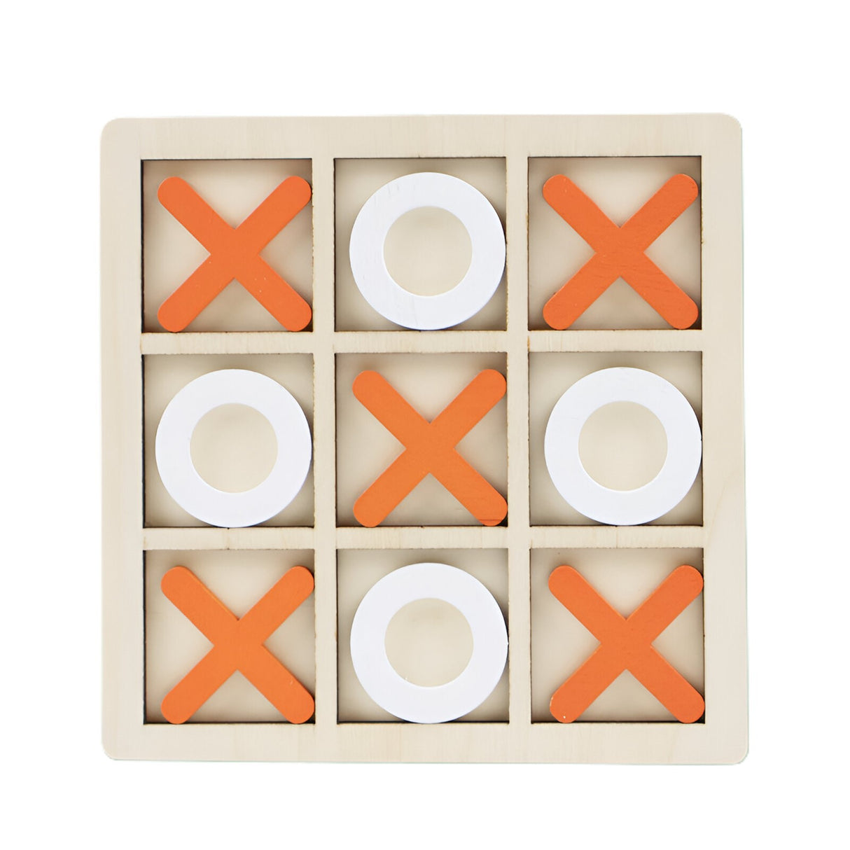 Jucarie Montessori Tic Tac Toe, Educativa, Interactiva, Din Lemn, X Si O, 9 Piese, Alb