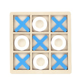 Jucarie Montessori Tic Tac Toe, Educativa, Interactiva, Din Lemn, X Si O, 9 Piese, Alb