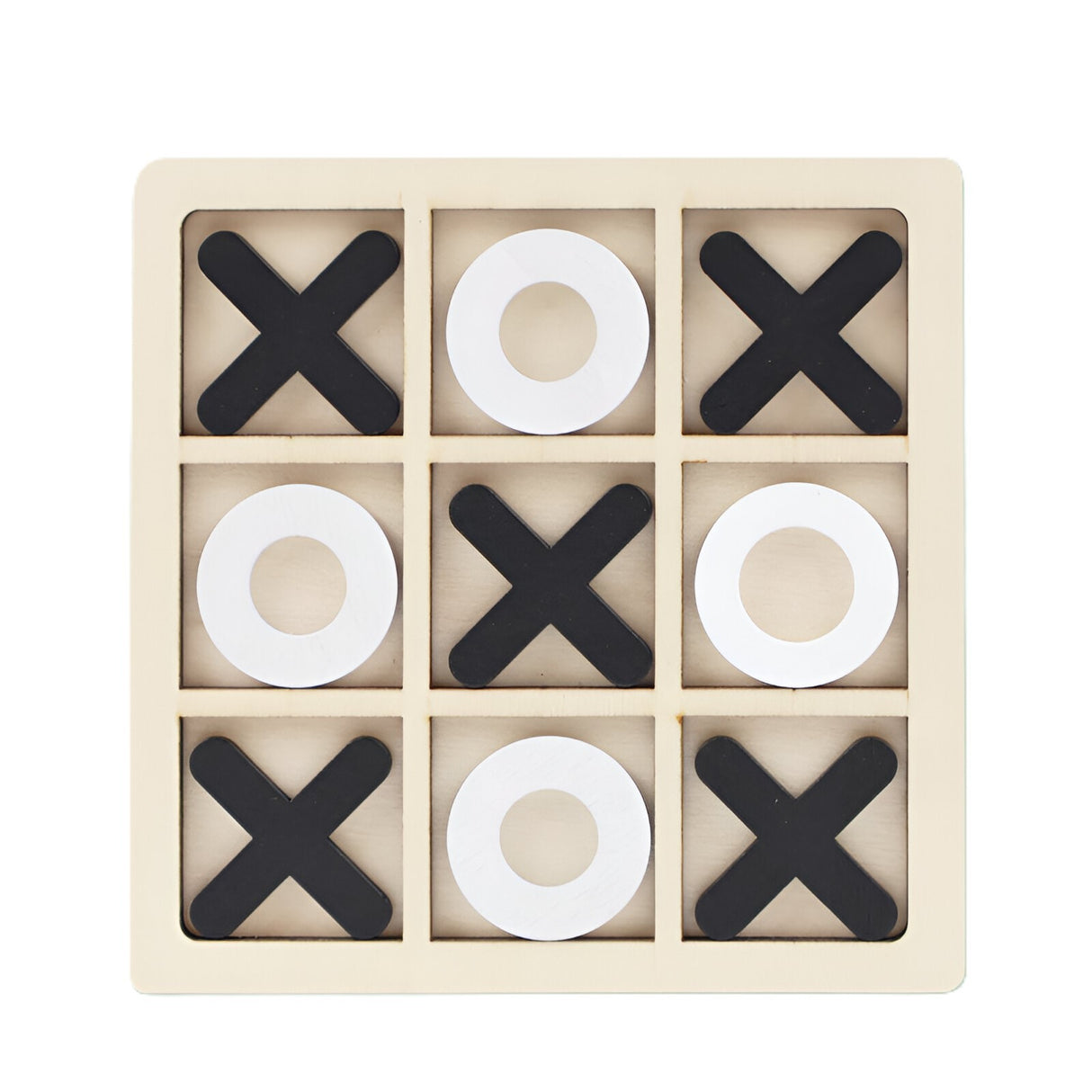 Jucarie Montessori Tic Tac Toe, Educativa, Interactiva, Din Lemn, X Si O, 9 Piese, Alb