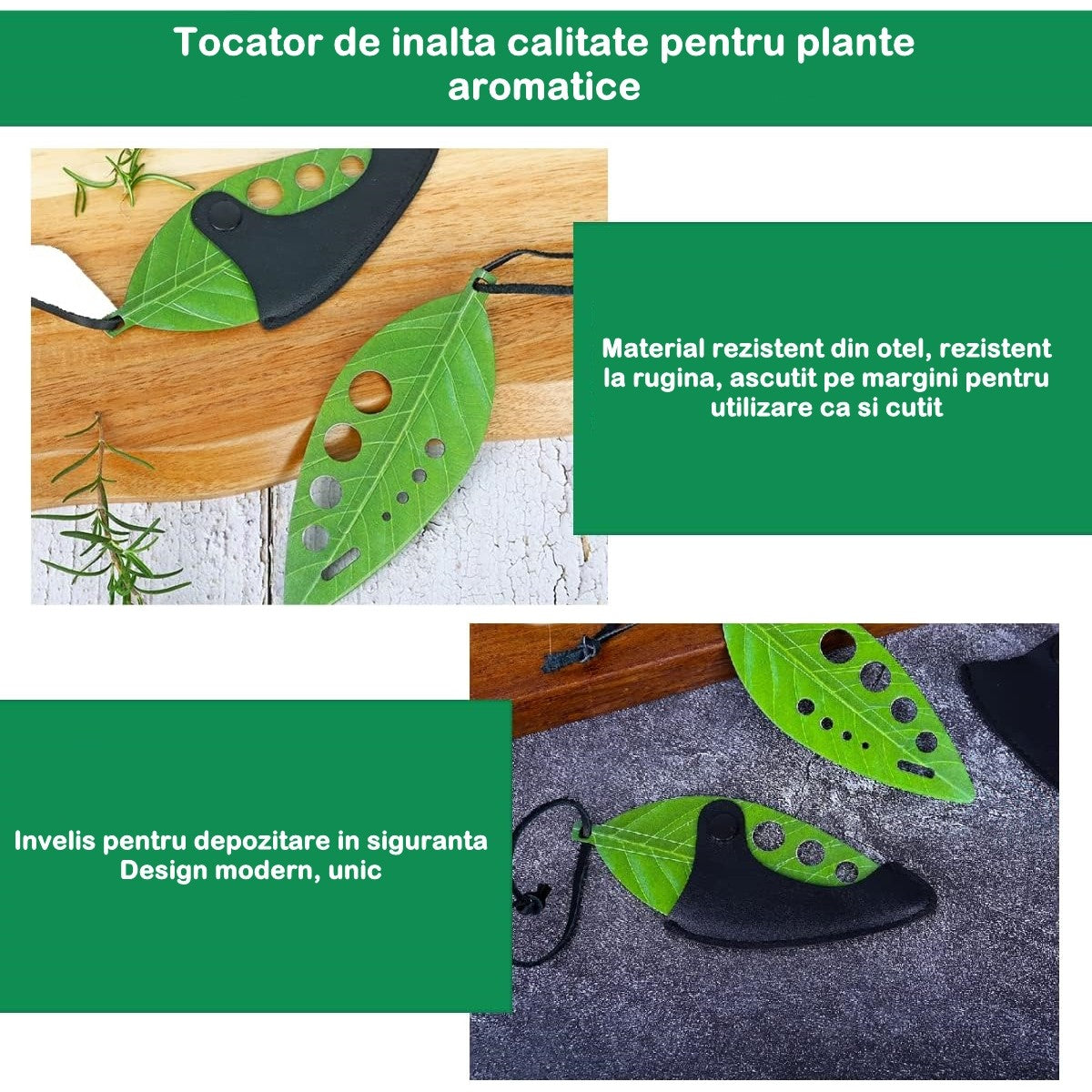 Curatator ierburi multifunctional inox verde | HerbiPro - vivimall.ro