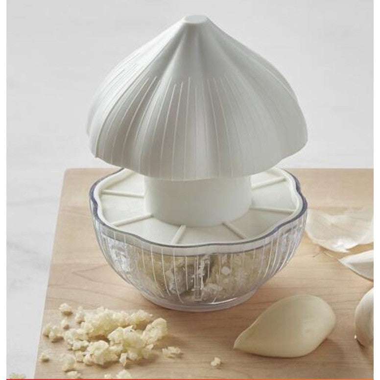 Tocator Manual Pentru Usturoi, In Forma De Usturoi, Cutite Rezistente, Utilizare Prin Apasare, Material Abs Si Inox, 9.5X9.5X9.3 Cm, Alb - vivimall.ro