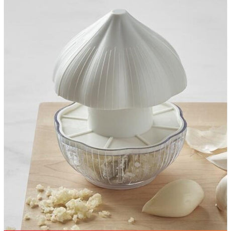 Tocator Manual Pentru Usturoi, In Forma De Usturoi, Cutite Rezistente, Utilizare Prin Apasare, Material Abs Si Inox, 9.5X9.5X9.3 Cm, Alb - vivimall.ro