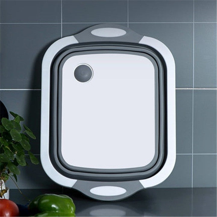 Tocator Multifunctional, 2 In 1, Cu Cos Pentru Spalat Si Scurgere Alimente, 480 G, Pliabila, Gri - vivimall.ro