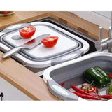 Tocator Multifunctional, 2 In 1, Cu Cos Pentru Spalat Si Scurgere Alimente, 480 G, Pliabila, Gri - vivimall.ro