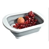 Tocator Multifunctional, 2 In 1, Cu Cos Pentru Spalat Si Scurgere Alimente, 480 G, Pliabila, Gri - vivimall.ro