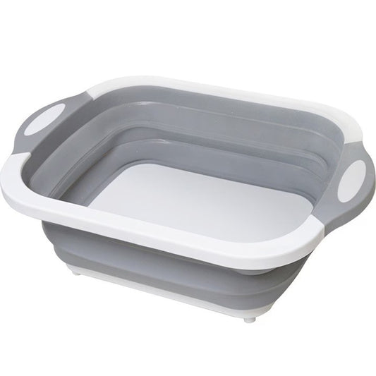 Tocator Multifunctional, Flippy, 2 in 1, cu Cos pentru Spalat si Scurgere Alimente, 480 g, Pliabila, Gri