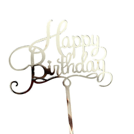 Decoratiune Topper Pentru Tort, Model Happy Birthday, Tematica Aniversare, 10 Cm,