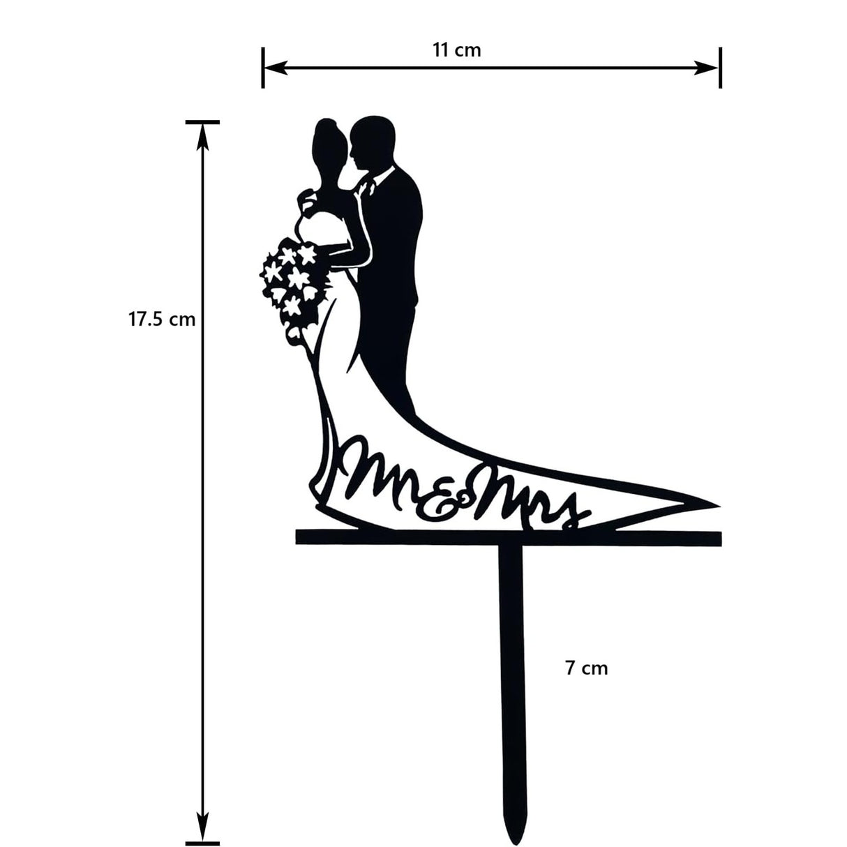 Topper Tort, Vivimall, Model 1 Mr&Mrs,  17.5 x 11 cm, Negru - vivimall.ro