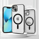 Husa MagSafe pentru Apple iPhone 14 Pro Max, Full Cover, Protectie camera, Margini colorate Electroplating, Magnetica, Incarcare Wireless, Flippy, Negru - vivimall.ro