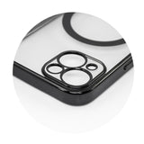 Husa MagSafe pentru Apple iPhone 14 Pro Max, Full Cover, Protectie camera, Margini colorate Electroplating, Magnetica, Incarcare Wireless, Flippy, Negru - vivimall.ro