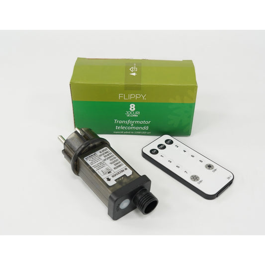 Transformator cu telecomanda, Flippy,  8 jocuri de lumini, 31 v, negru, 9W - vivimall.ro