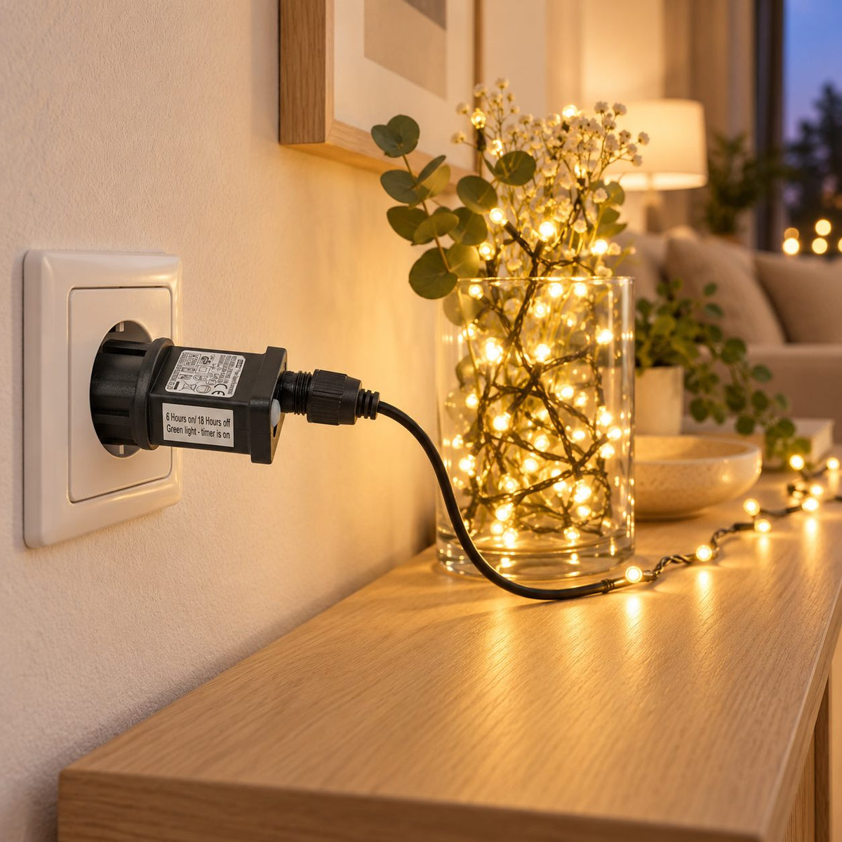 Transformator pentru Instalatie Luminoasa cu Flash, Flippy, 9 W, 31 V, pentru Maxim 1200 LED-uri, cu Temporizator 6 Ore Pornit / 18 Ore Oprit, 11 cm, Negru