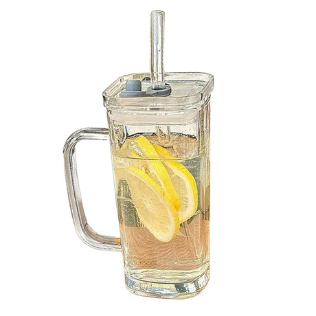 Pahar Pentru Racoritoare, Din Sticla, 330 Ml, Cu Pai Si Maner - vivimall.ro